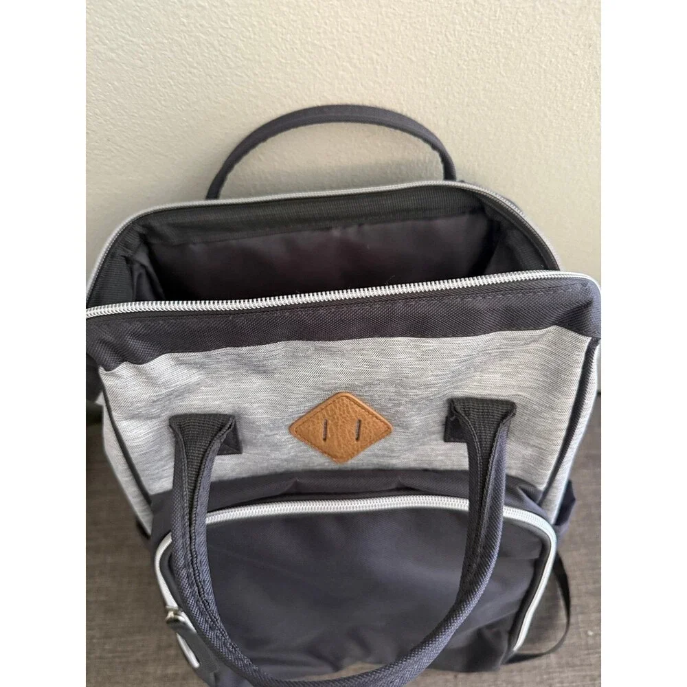 Baby Boom  Gray Backpack /Diaper Bag w/ Adjustable Shoulder Straps & 8 pockets